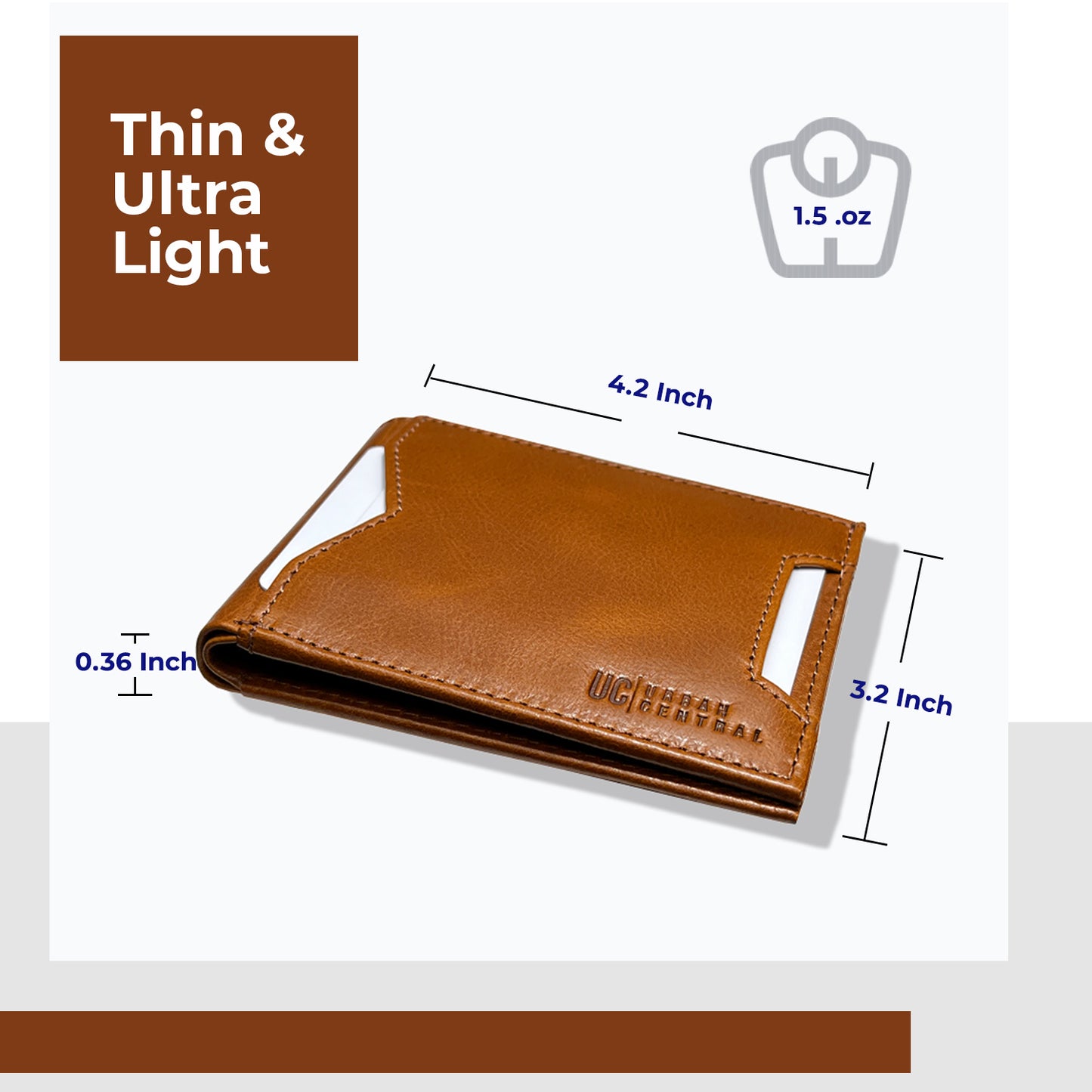 Mens Compact Slim Bifold Wallet RFID Blocking with Cash Compartment, A Minimalist Card Holder Wallet.(Golden Tan)