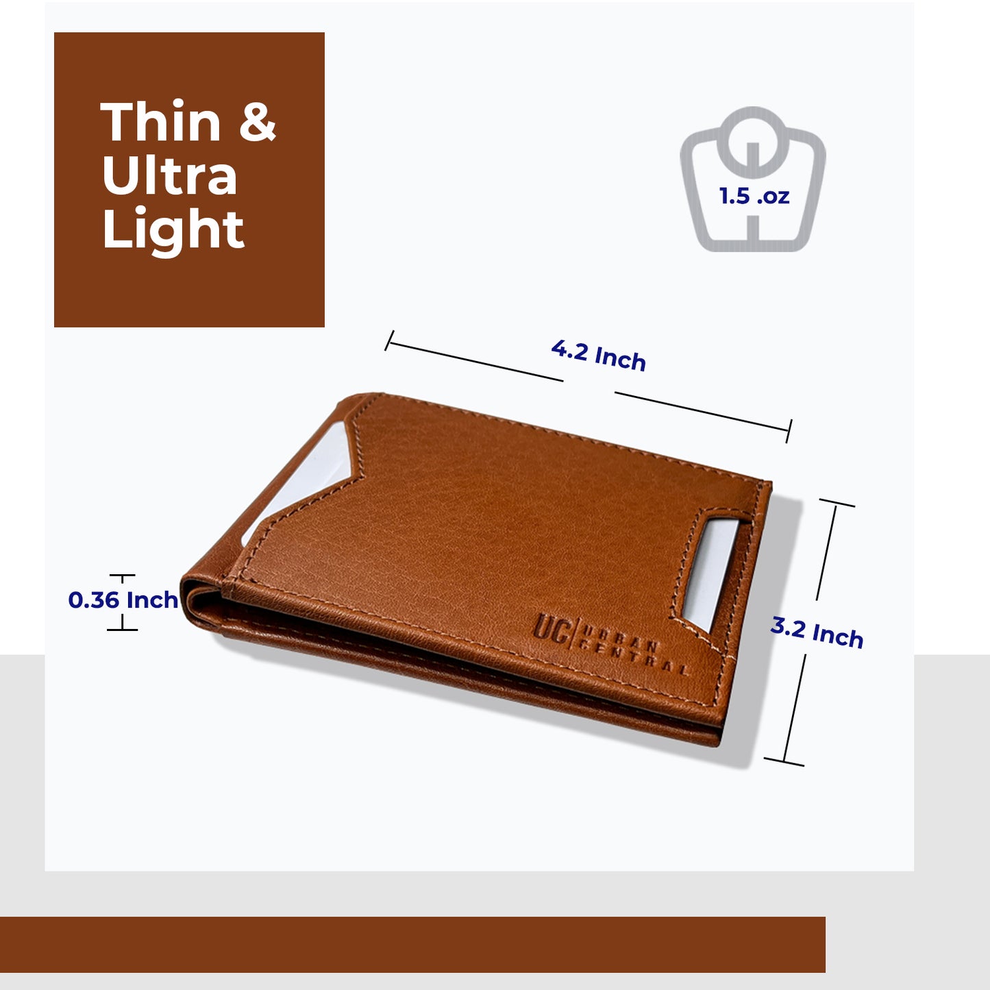 Mens Compact Slim Bifold Wallet RFID Blocking with Cash Compartment, A Minimalist Card Holder Wallet.(Rustic Amber)