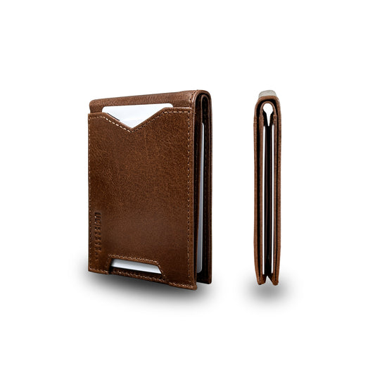 Mens Compact Slim Bifold Wallet RFID Blocking with Cash Compartment, A Minimalist Card Holder Wallet.(Dark Brown)